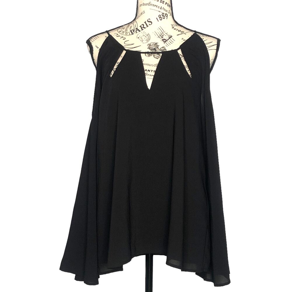 Goldray (L) Saima Keyhole Blouse - Stitch Fix Cold Shoulder Back Tassel Tie Top